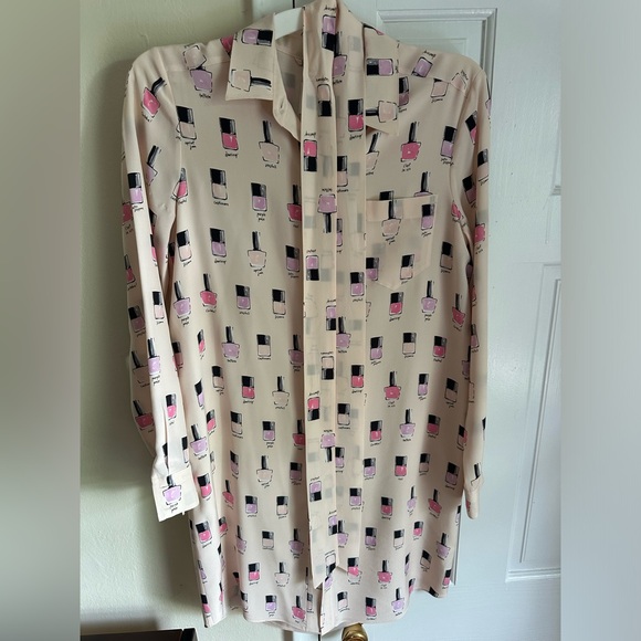 Kate Spade shell 100% silk Women's small Pink Nail Polish Button Dress - Picture 4 of 7